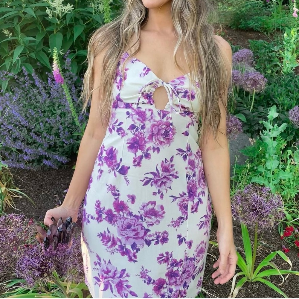 Floral Purple and White Women's Dress